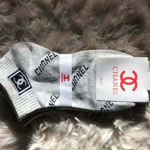 Chanel Gray Ankle Socks 2 Pair